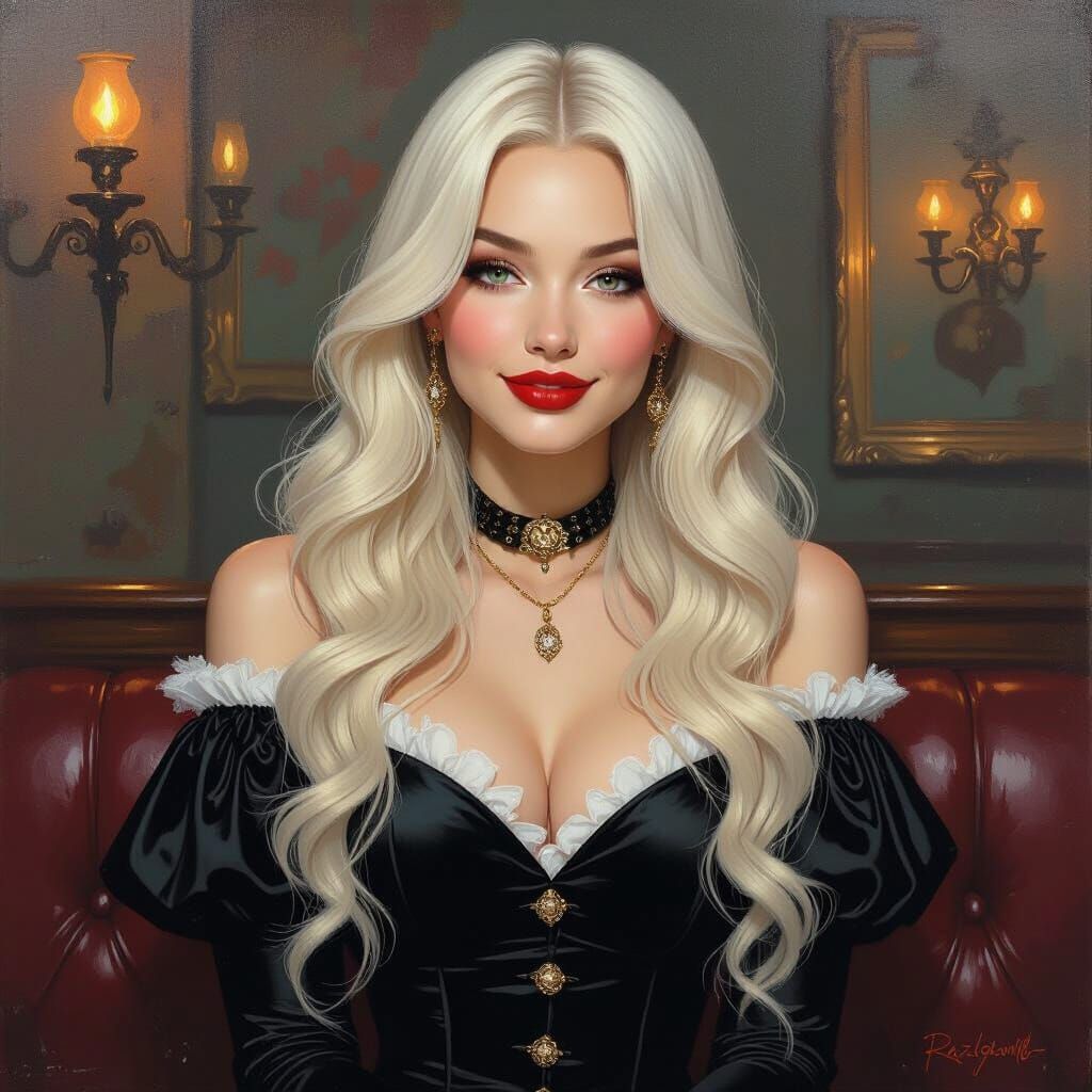 Stunning Portrait of a Blonde Woman in Pastel Goth Style