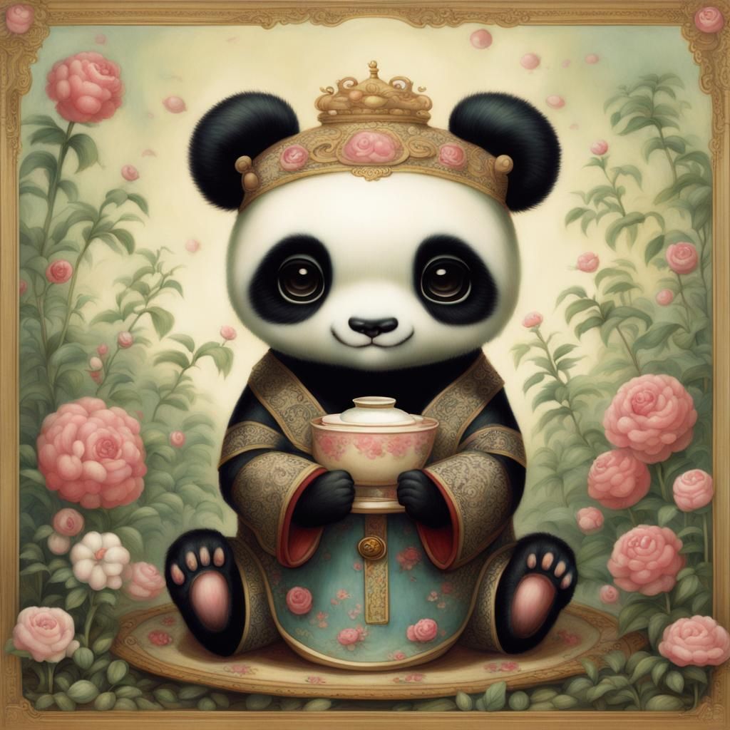 Anime Kawaii Panda in Surreal Pop Style