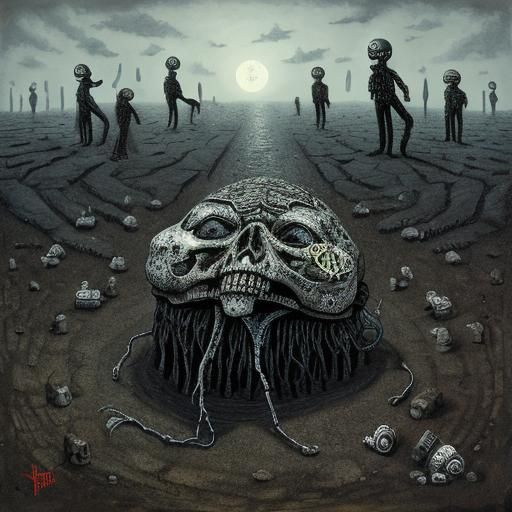 Abstract Figures in a Surreal Landscape