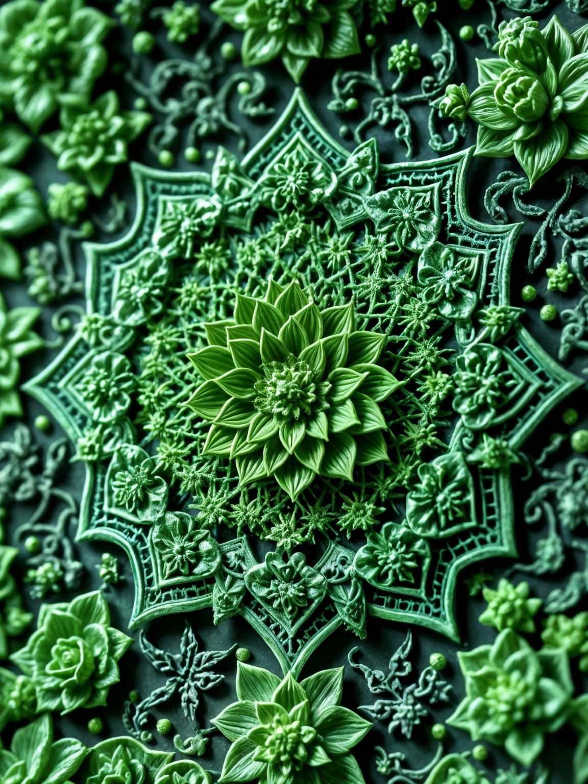 Surreal Cosmic Mandala in Glittering Porcelain, 8K Resolutio...