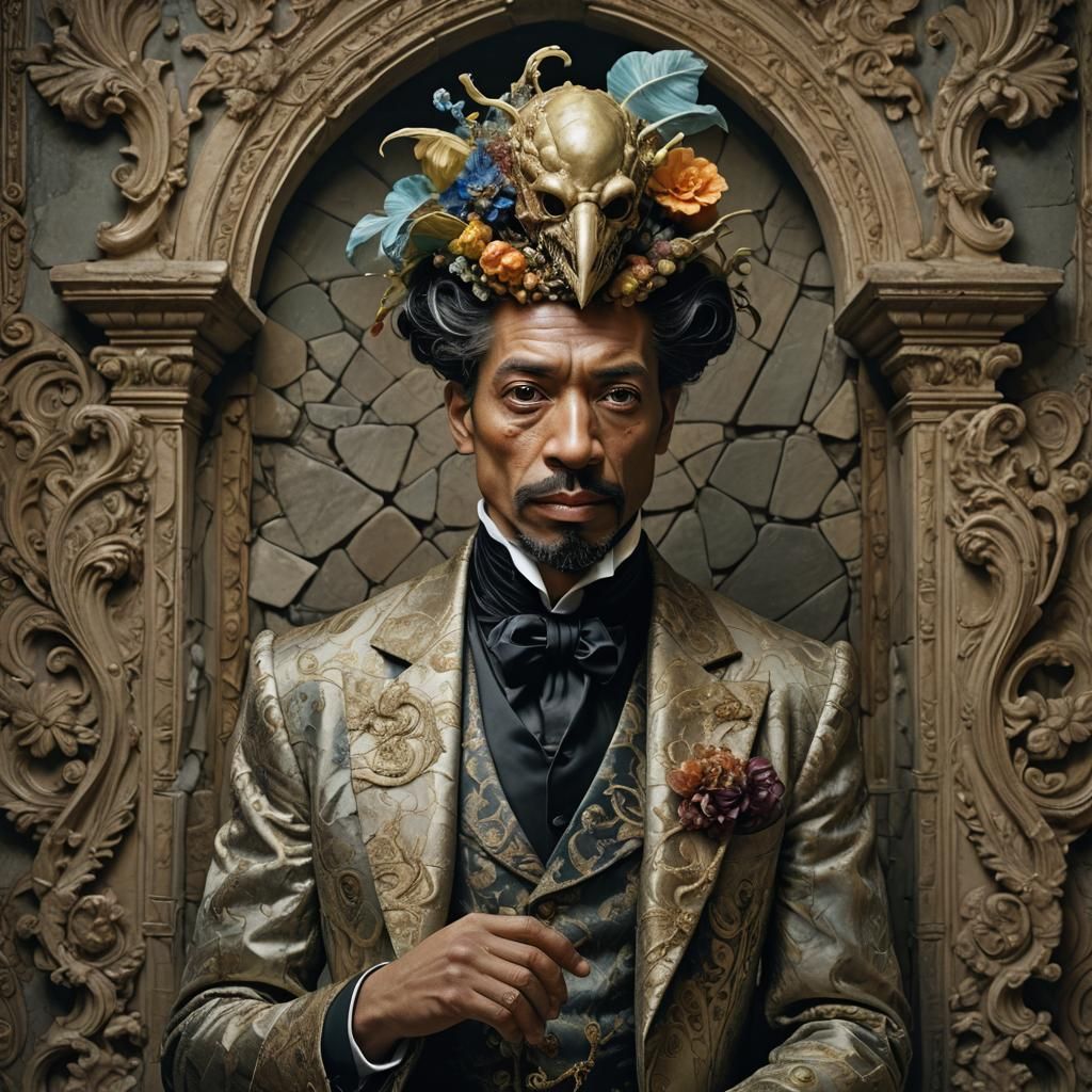 Goofy, lavishly attired in a richly embroidered, Victorian-i...