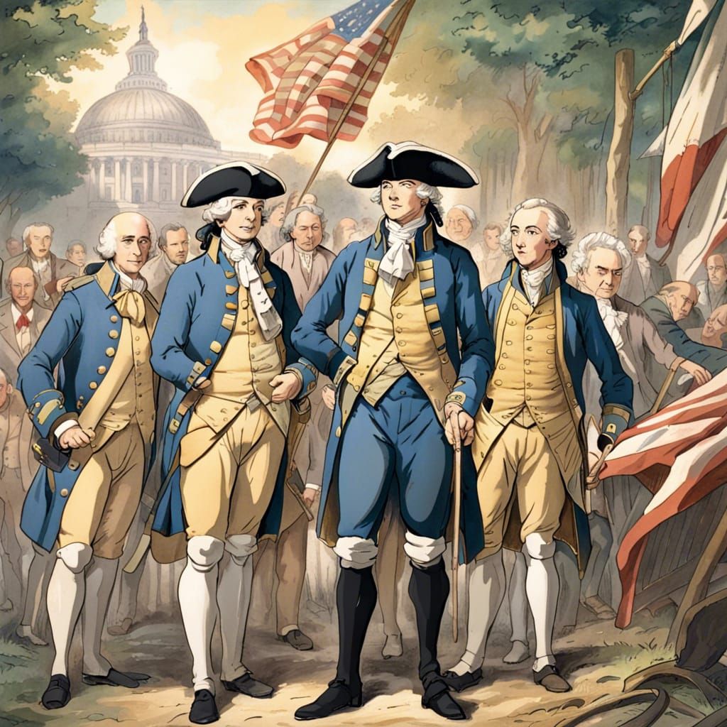 Declaration of Independence Signing in Anime Style