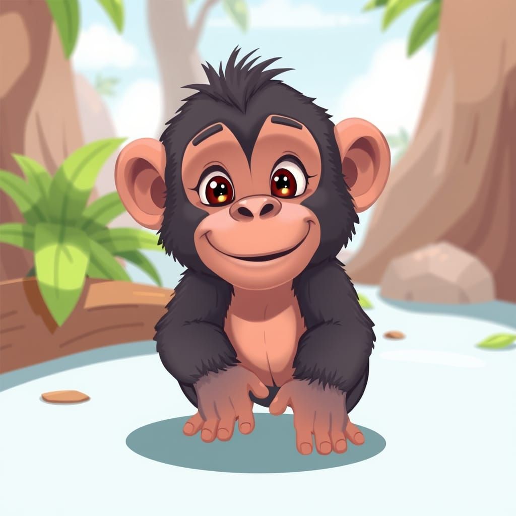 Cute Animated Little Gorilla