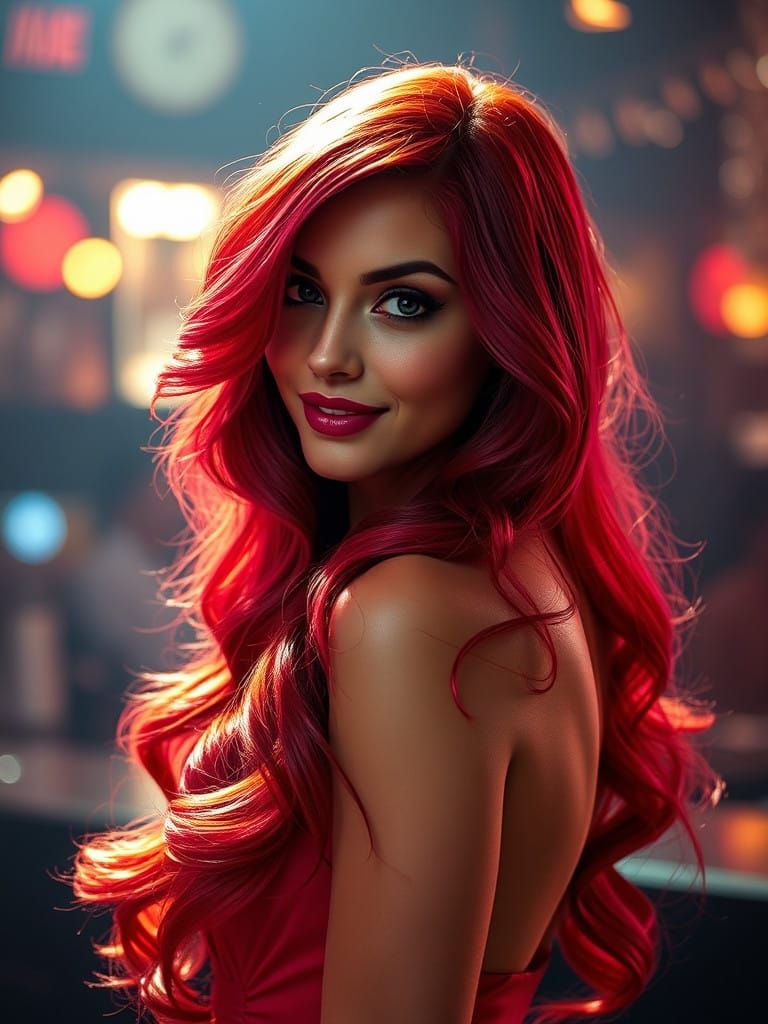 Elegant Woman with Vibrant Red Hair