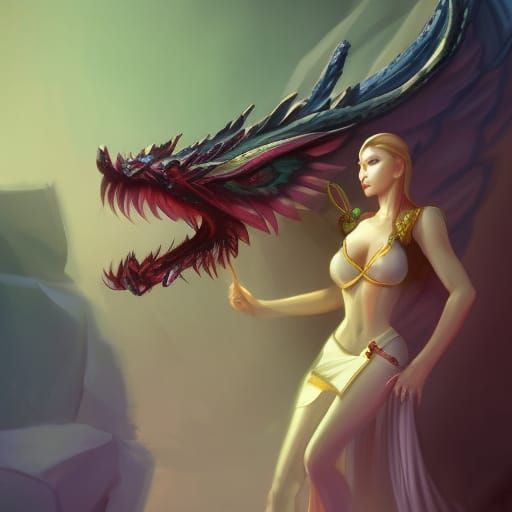 Dragon with lady escort