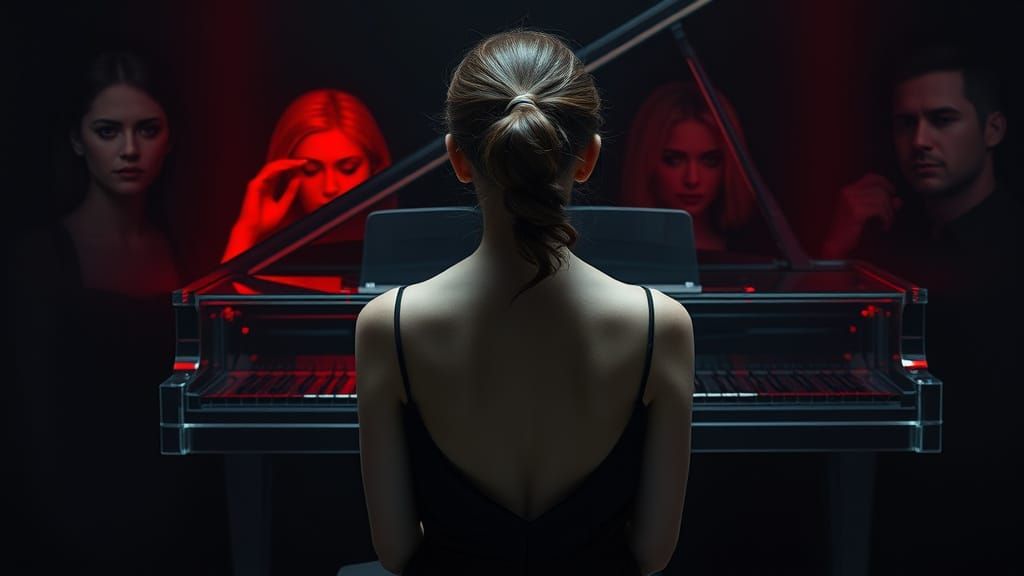 Mysterious Woman at a Glass Piano