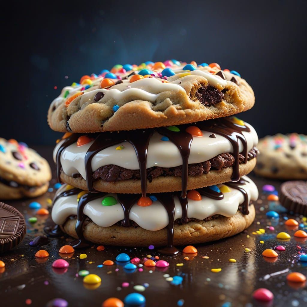 Giant Cookie Sandwich in Candy Art Style