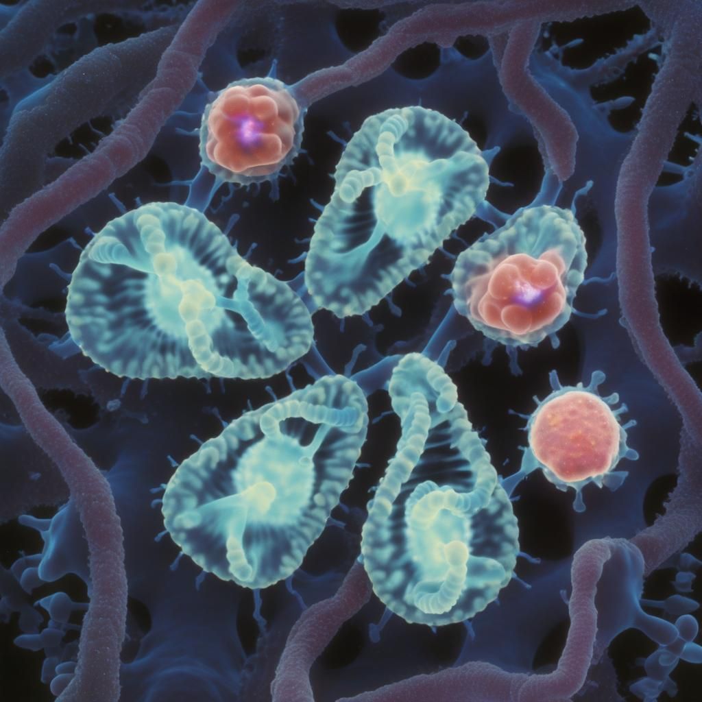 Amoebas in Mitosis: Scientific Illustration