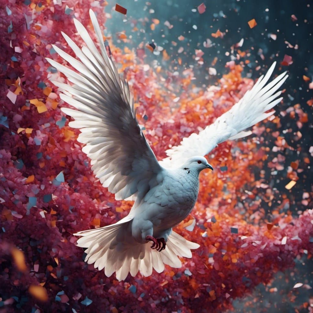 Polygonal White Dove Digital Art