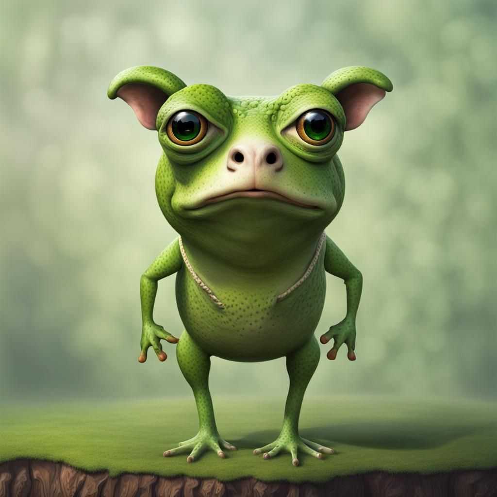 Surreal Frogllama: A Llama Merged With a Frog