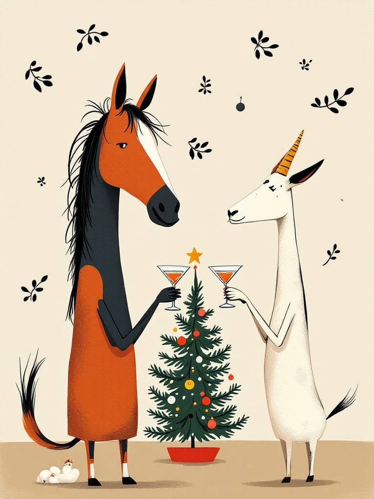 Elegant Holiday Companions Share a Toast