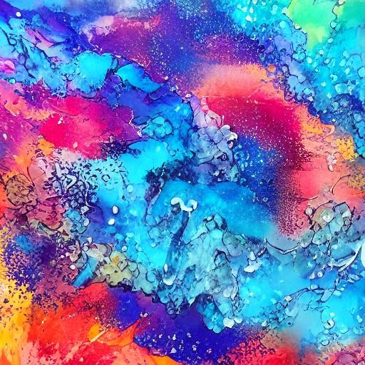 Vibrant Ocean Waves in Alcohol Ink Graffiti Art