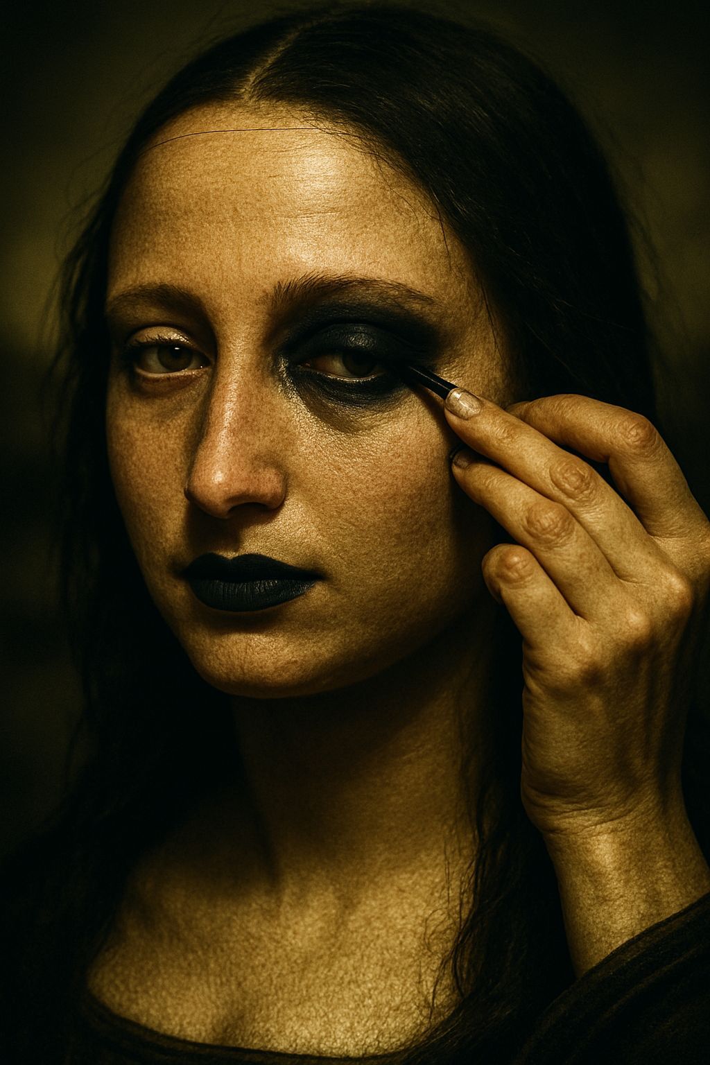 Goth Mona Lisa Portrait in Hyperrealism