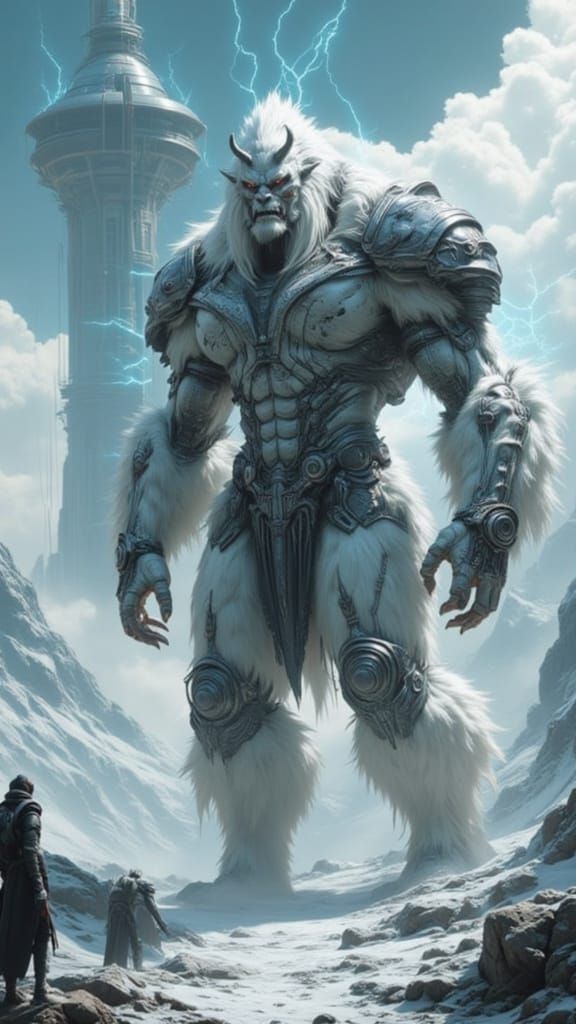 Colossal Yeti-Vampire Warbeast in Alien Landscape