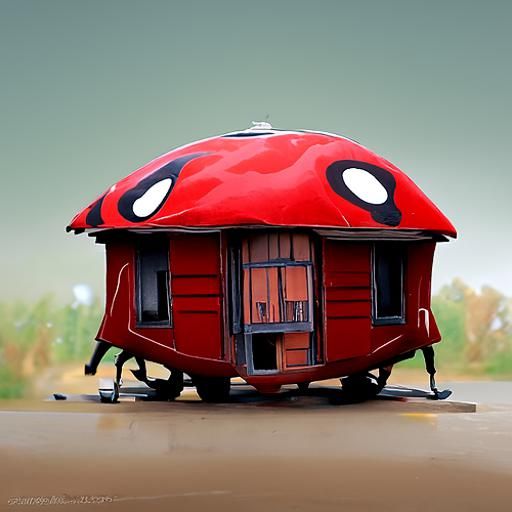 Ladybug Tiny House in Pixar Animation Style