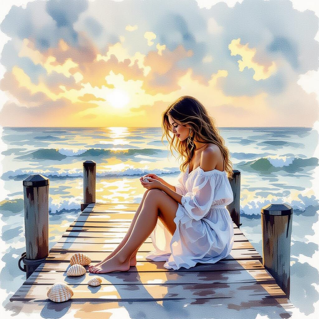 Seaside Serenity: Golden Light on a Weathered Dock