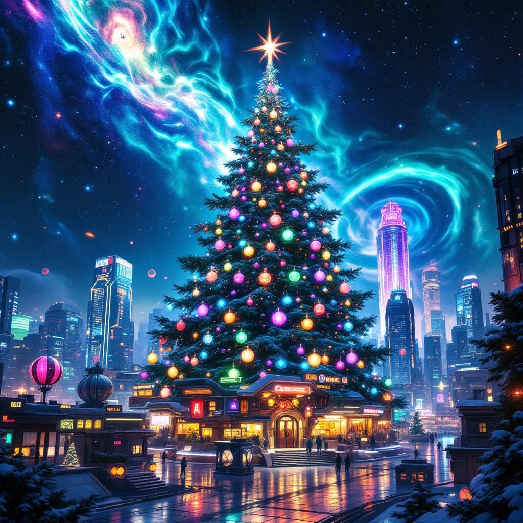 Futuristic Galactic Christmas City