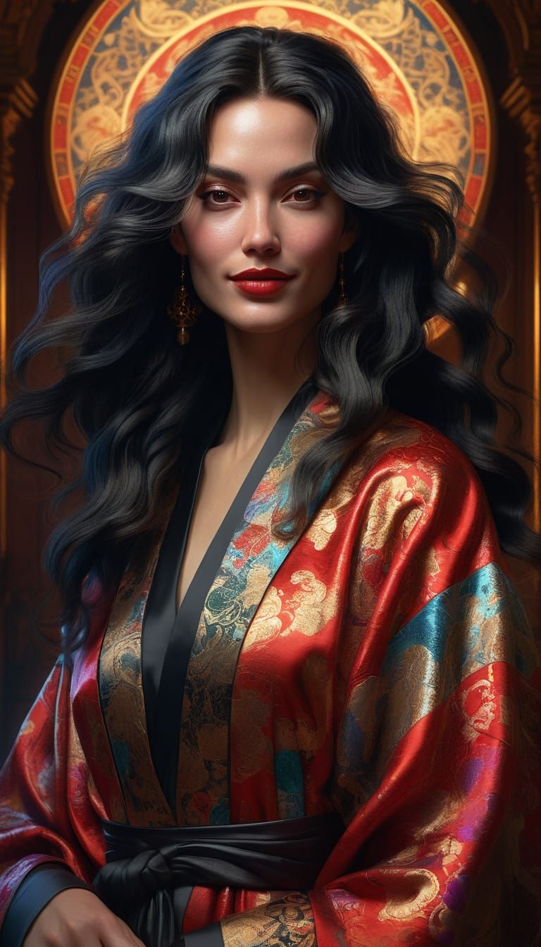 Elegant Italian Beauty in Baroque-Inspired Masterpiece