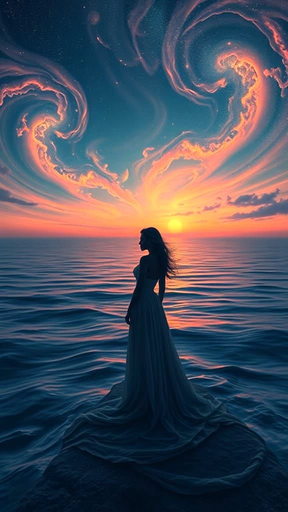 Hyperdetailed Surreal Woman in Dreamlike Landscape