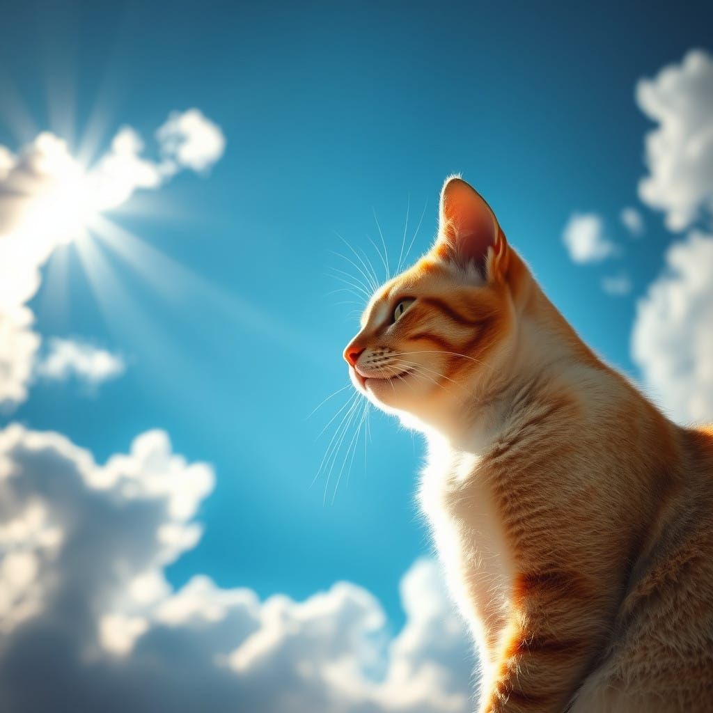 Divine Feline Amidst Ethereal Skies