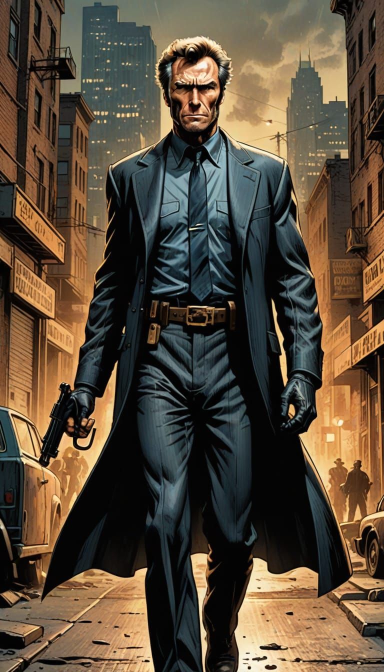 Gritty Noir Detective in Comic Book Style