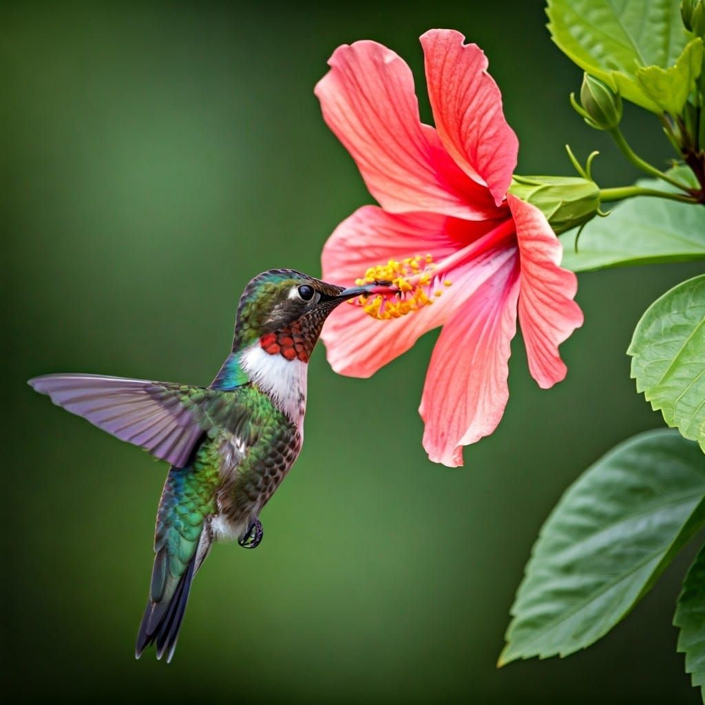 Hummingbird Sipping Nectar: Professional Wildlife Photograph...