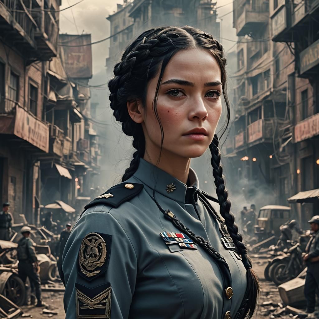 Woman in Uniform: Epic Cinematic Digital Painting