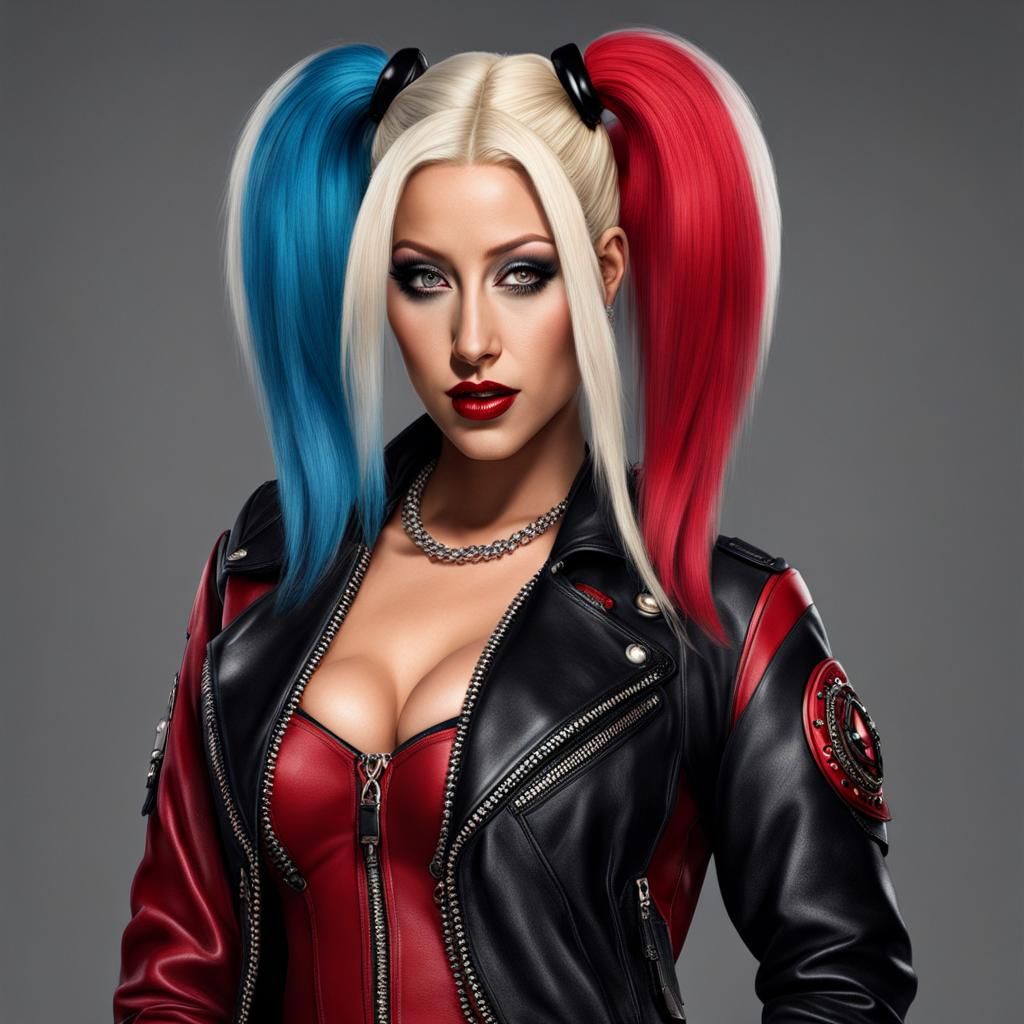 Christina Aguilera as Harley Quinn, Hyperrealistic Portrait