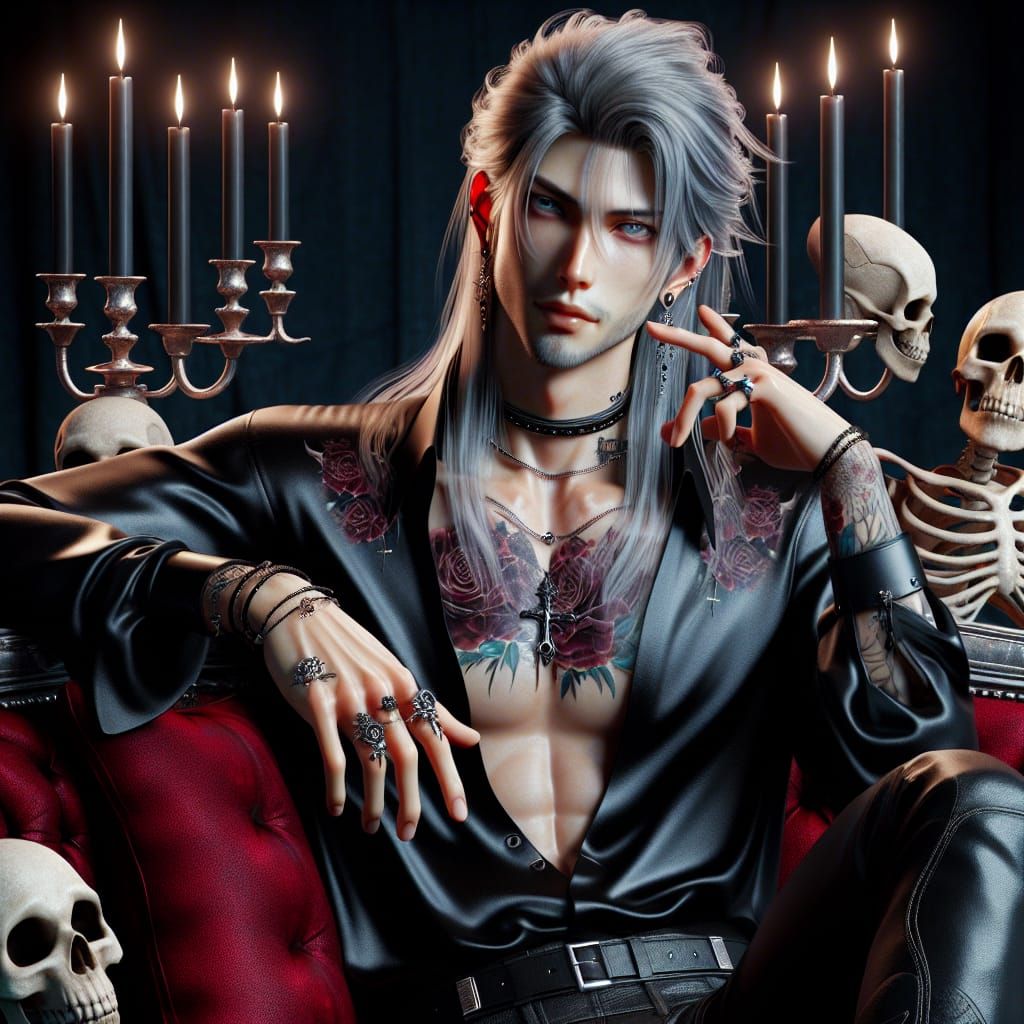 Goth Japanese Aesthetic Portrait with Dark Magic