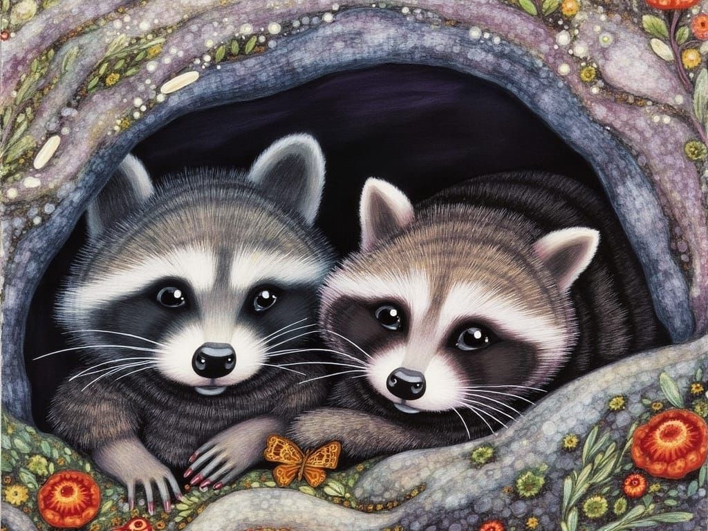 Baby Raccoons First Look: A Fairytale Scene