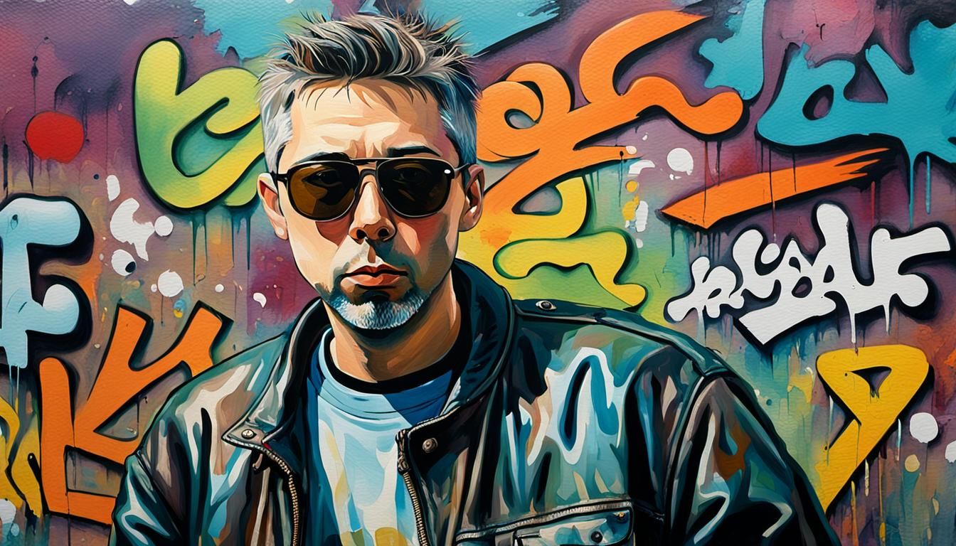 Rapper Portrait in Watercolor Pop-Art Style