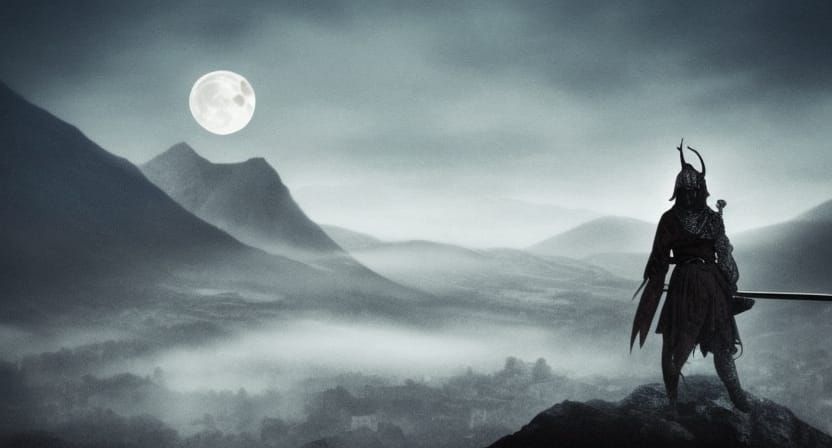 Post-Apocalyptic City Under a Shadowed Moon