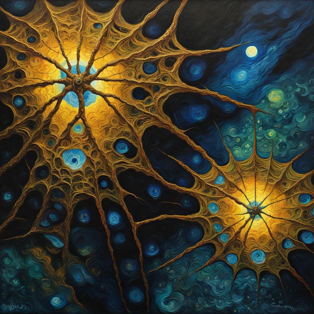 Mystic Spider in Van Gogh Style with Fractal Patterns