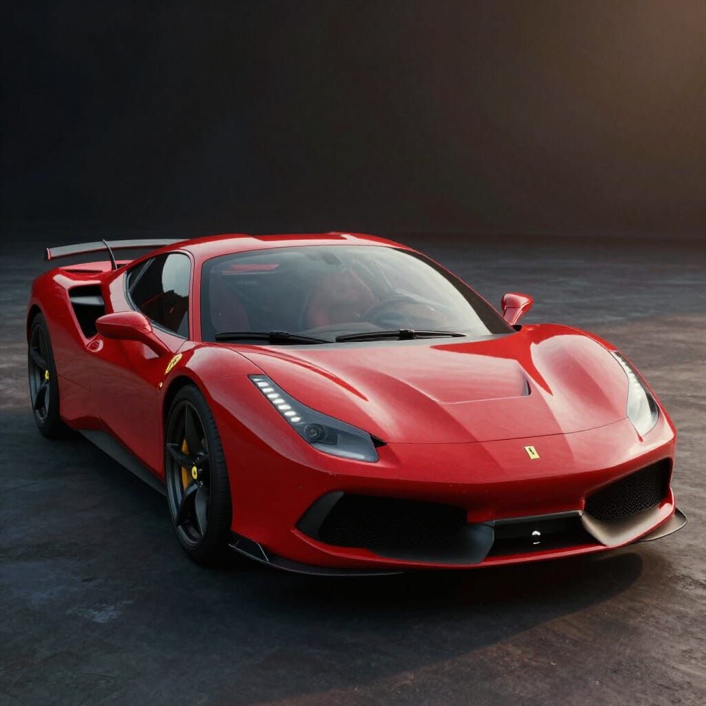 Futuristic Red Ferrari Coupe with Unique Bodykit