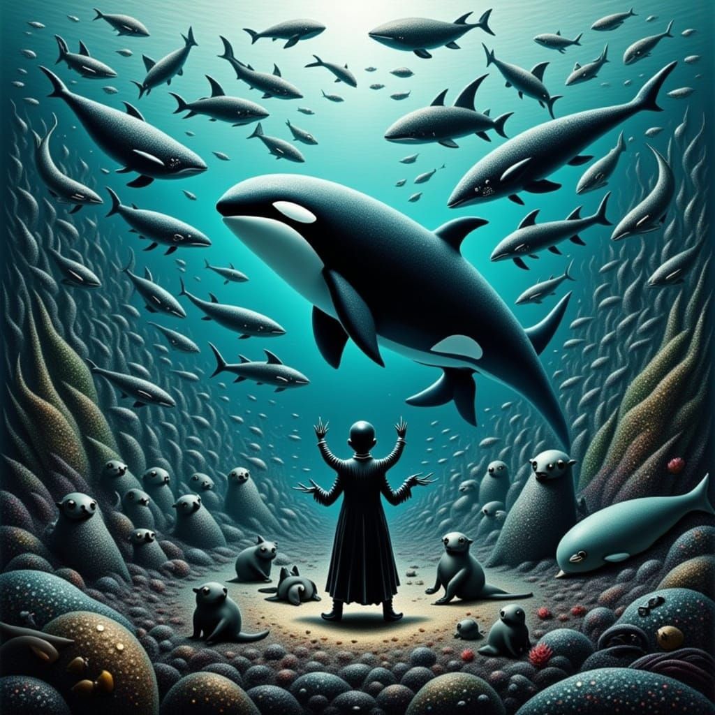 Whimsical Underwater Orchestra in a Dreamlike Setting