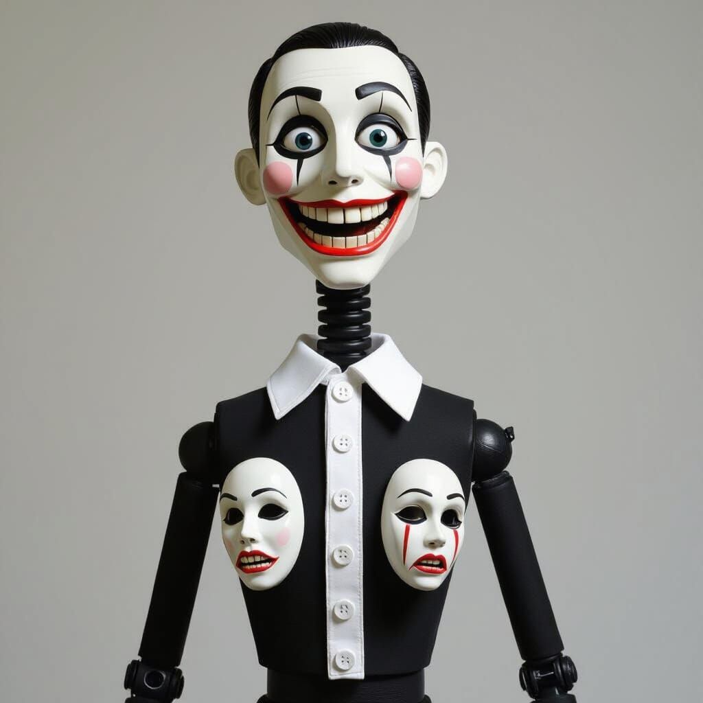 Eerie Cartoon Marionette Puppet in Dark Fantasy Style