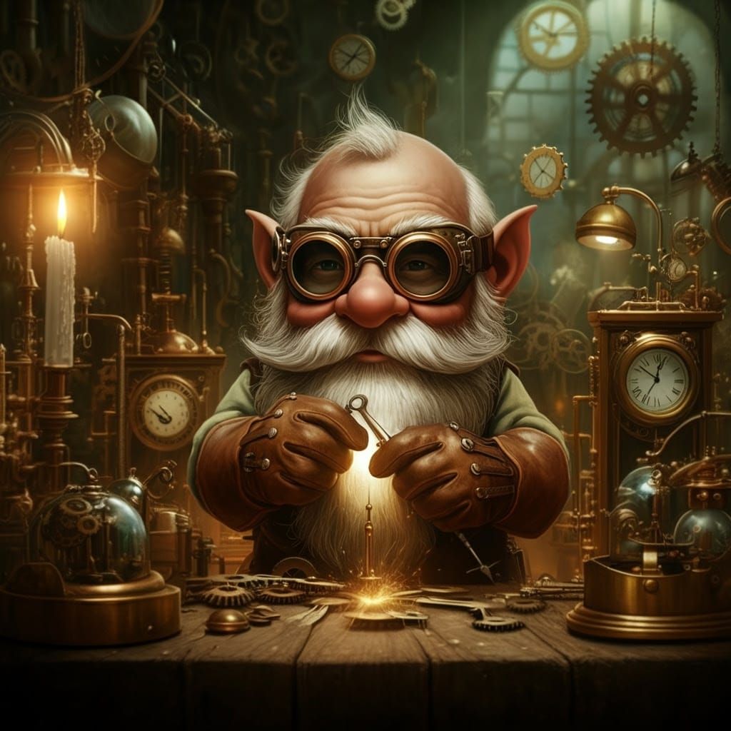 Gnome Artificer in Dieselpunk Workshop