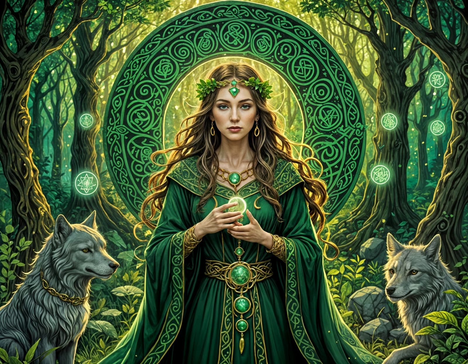 Mystical Celtic Scene as Medieval Illumination