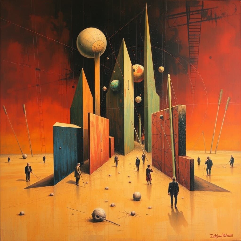 Surreal Geometric Abstract Art in a Dystopian Style