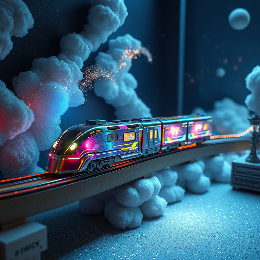 Holographic Train Zooms Through Stardust Galaxy