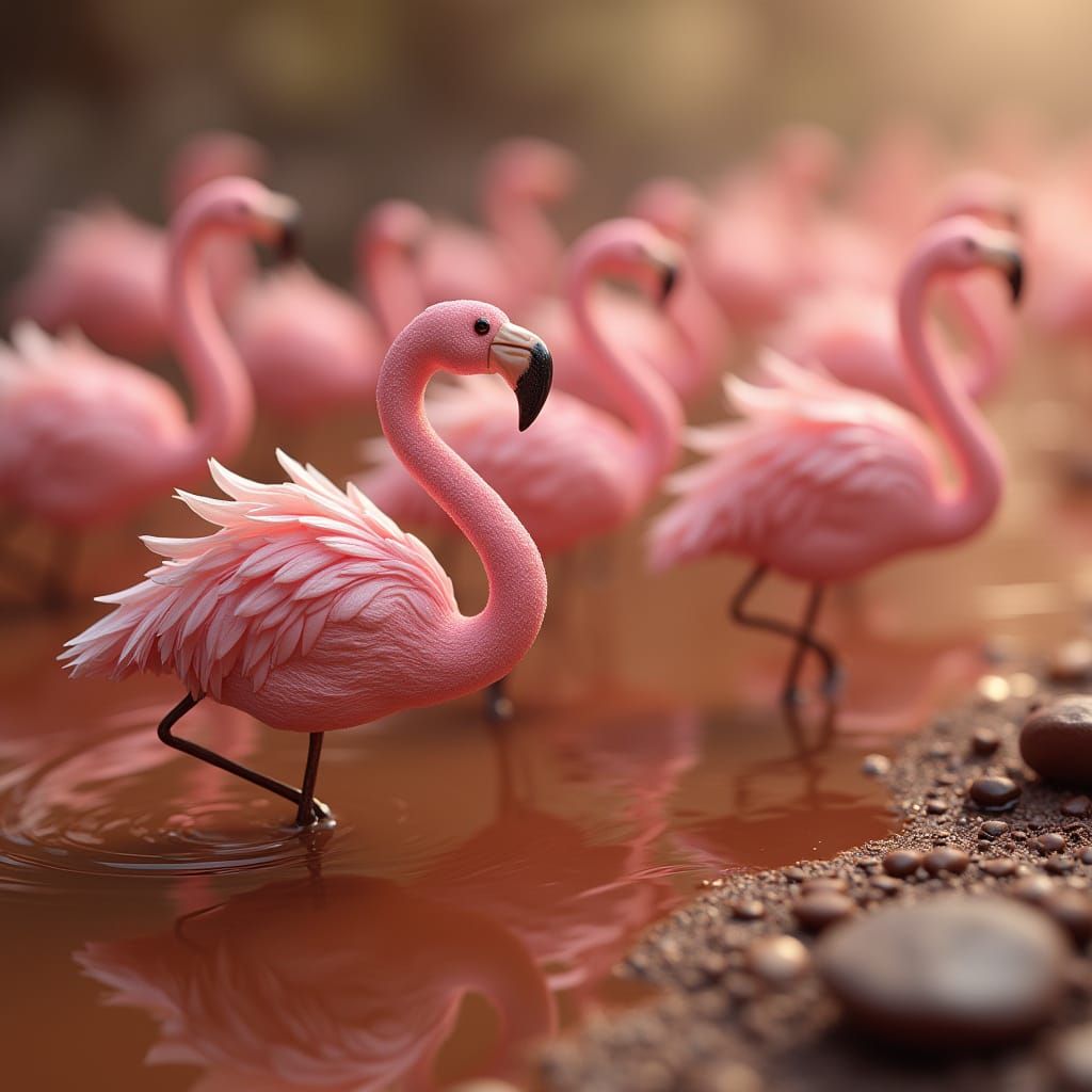 Marshmallow Flamingos Fly Over Chocolate Lake