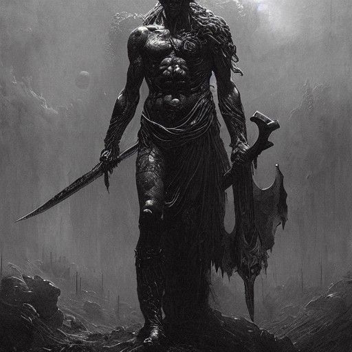 Ares: God of War in Dark Horror Style