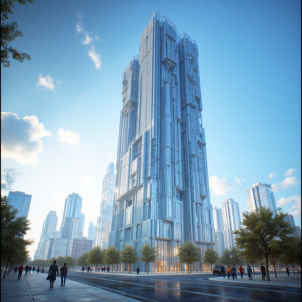 Modern Glass Skyscraper on a Sunny Azure Day