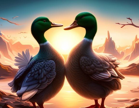 Ducks in Love: Detailed Fantasy Concept Art
