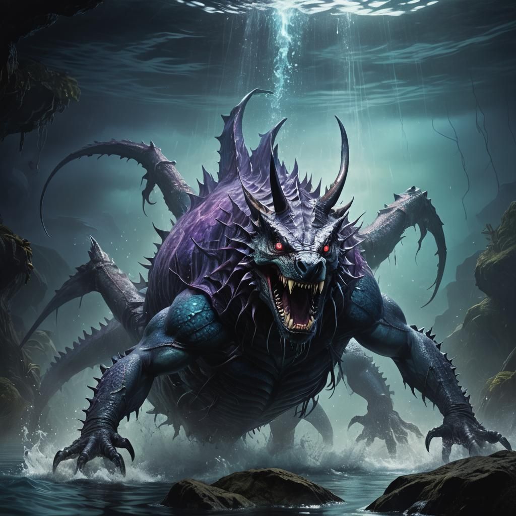 Dark Fantasy Creature with Wolf Head and Spider Legs