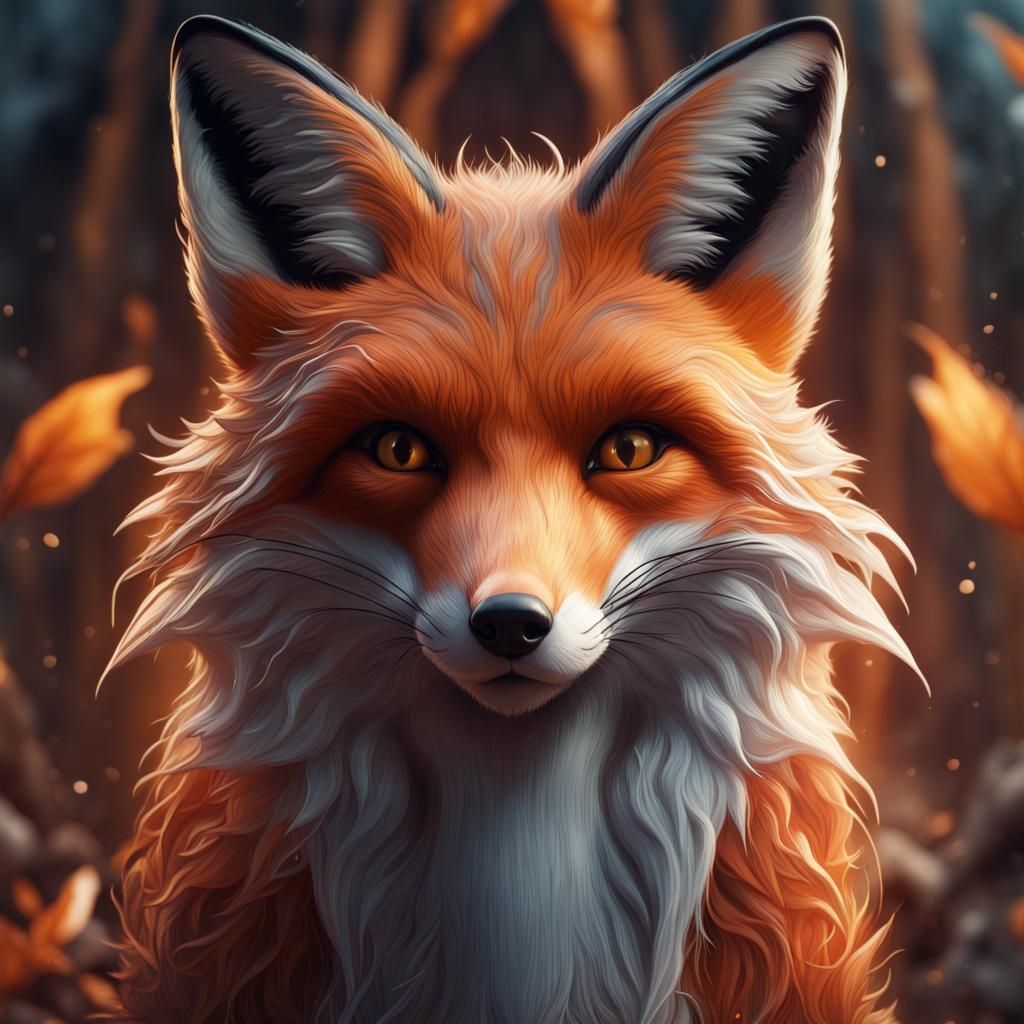 Detailed Fox Face in Matte Painting Style