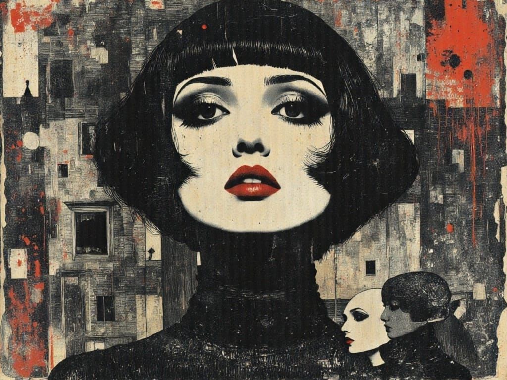 Impasto Pop Art Portrait of a Gothic Woman