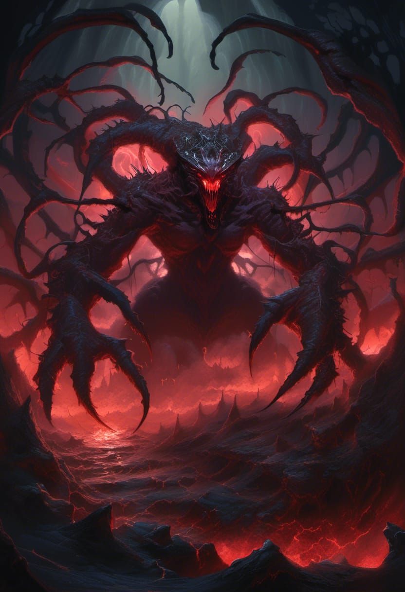 Demonic Drider Hybrid in Ominous Cavern