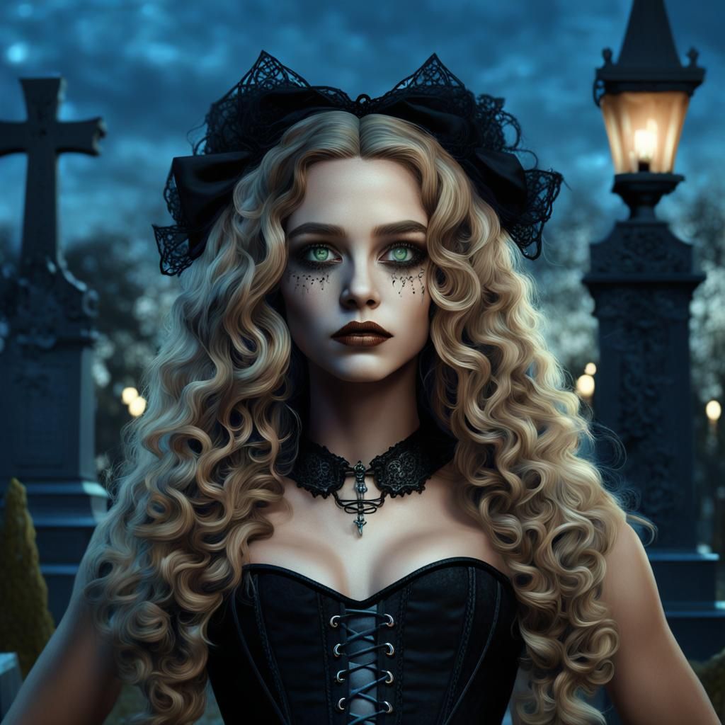 New Orleans Witch in Cemetery: Fantasy Concept Art
