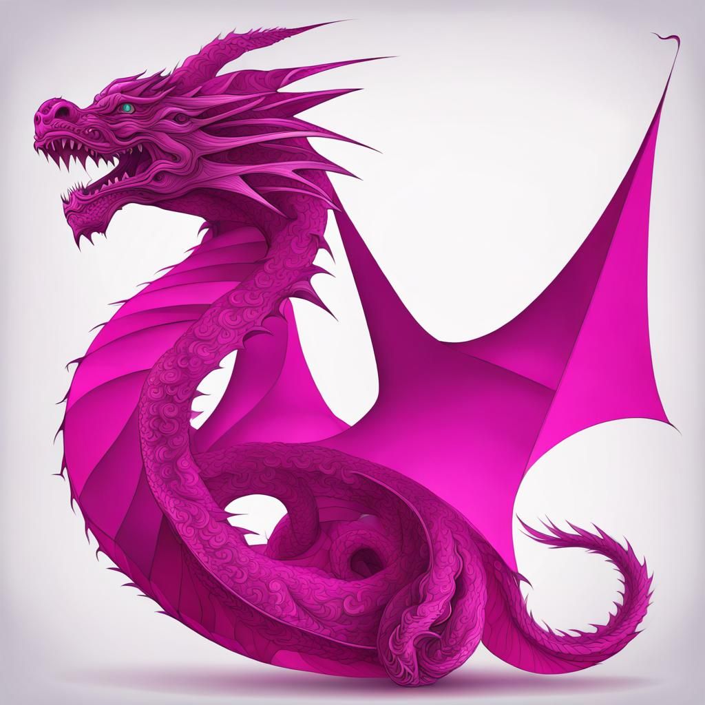 Magenta Dragon Kite in Abstract Fractal Style